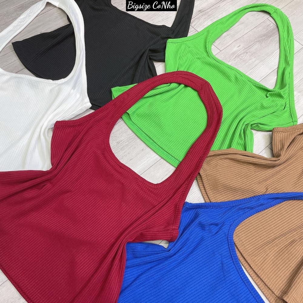Áo croptop bigsize áo ba lỗ nữ 6 màu chất gân tăm mềm mịn co giãn thoáng mát, Croptop yếm quàng cổ bigsize G5