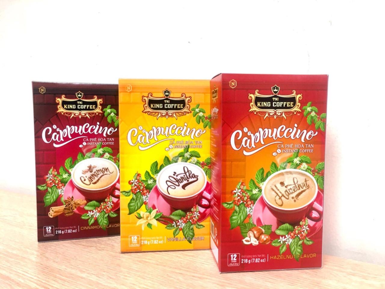 Cà Phê Hòa Tan Cappuccino Vị Dừa KING COFFEE - Hộp 12 gói x 20g