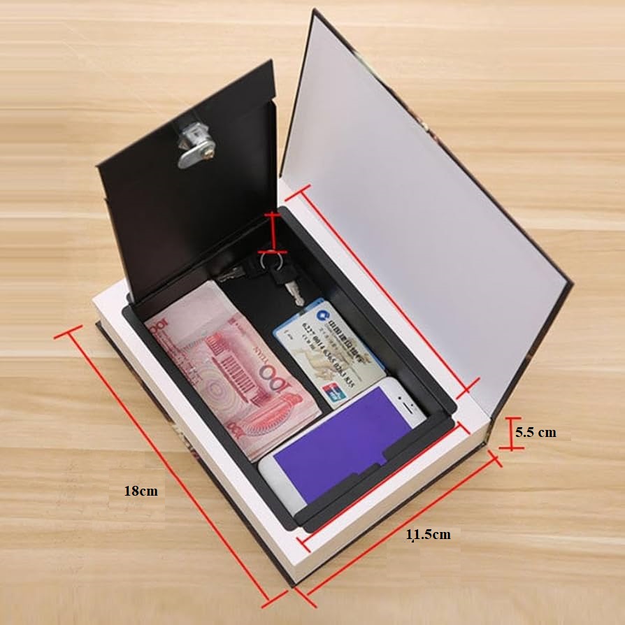 Két Sắt Mini Hình Quyển Sách 18x11.5x5.5cm Khóa Chìa - Giao ngẫu nhiên