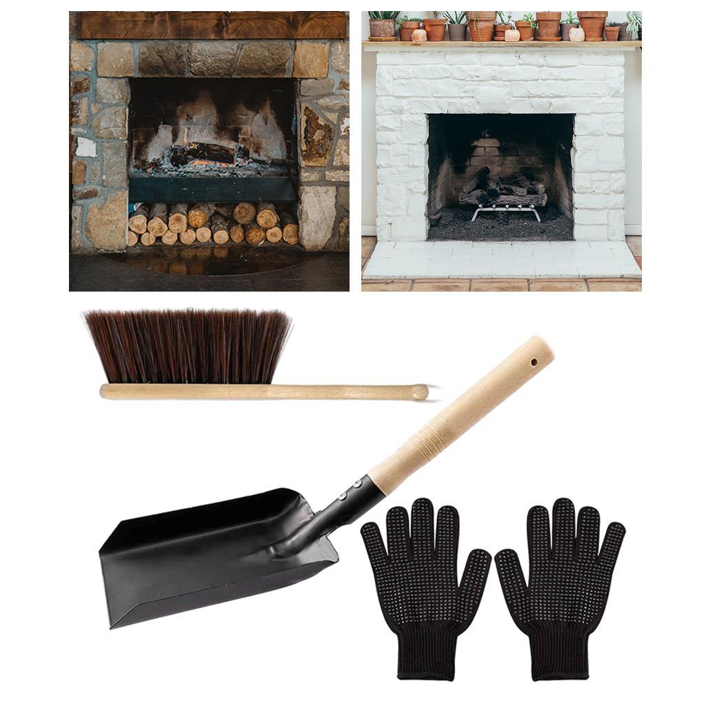 Fireplace Tool Shovel Hearth Brush Gloves Set Firepit Tools Dust Shovel