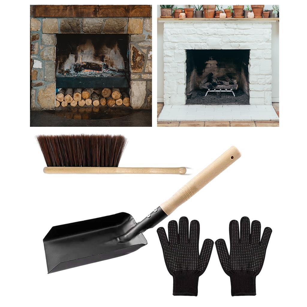 Fireplace Tool   Shovel Hearth Brush Gloves Set Firepit Tools Dust Shovel