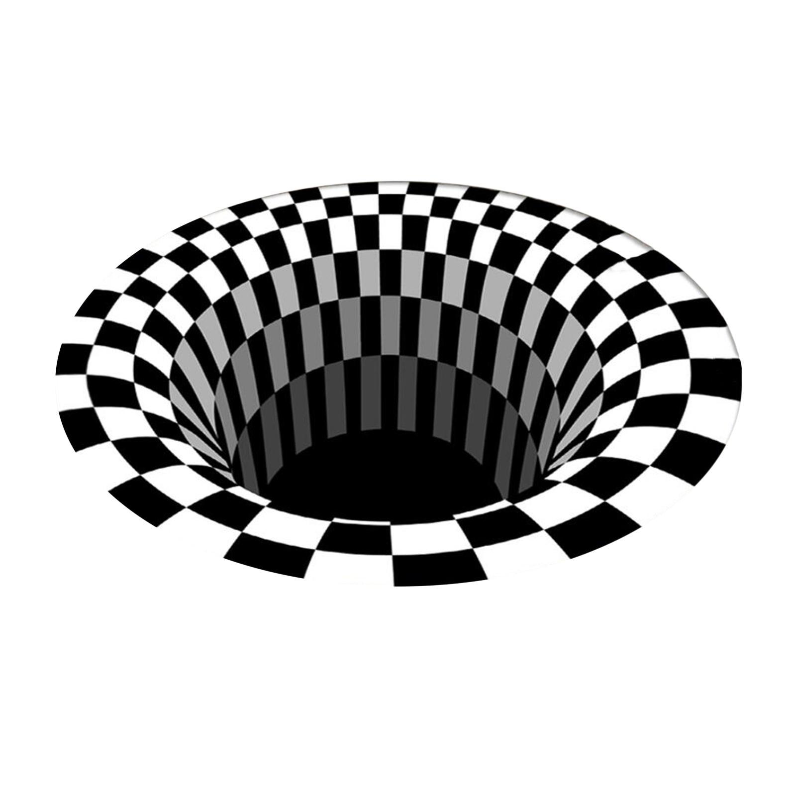 Visual Illusion Area Rug, 3D Effect Area Rugs, Durable Polyester Round Doormat, Black White Carpet for Entryway Home Decoration, Machine Washable