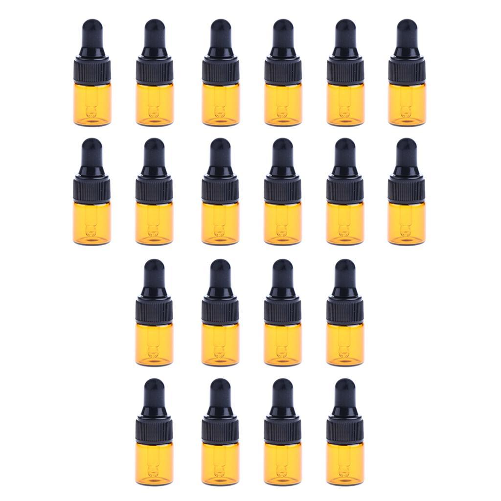 40 Pieces Mini Refillable Glass Dropper Bottle for Essential Oils 1ml 3ml