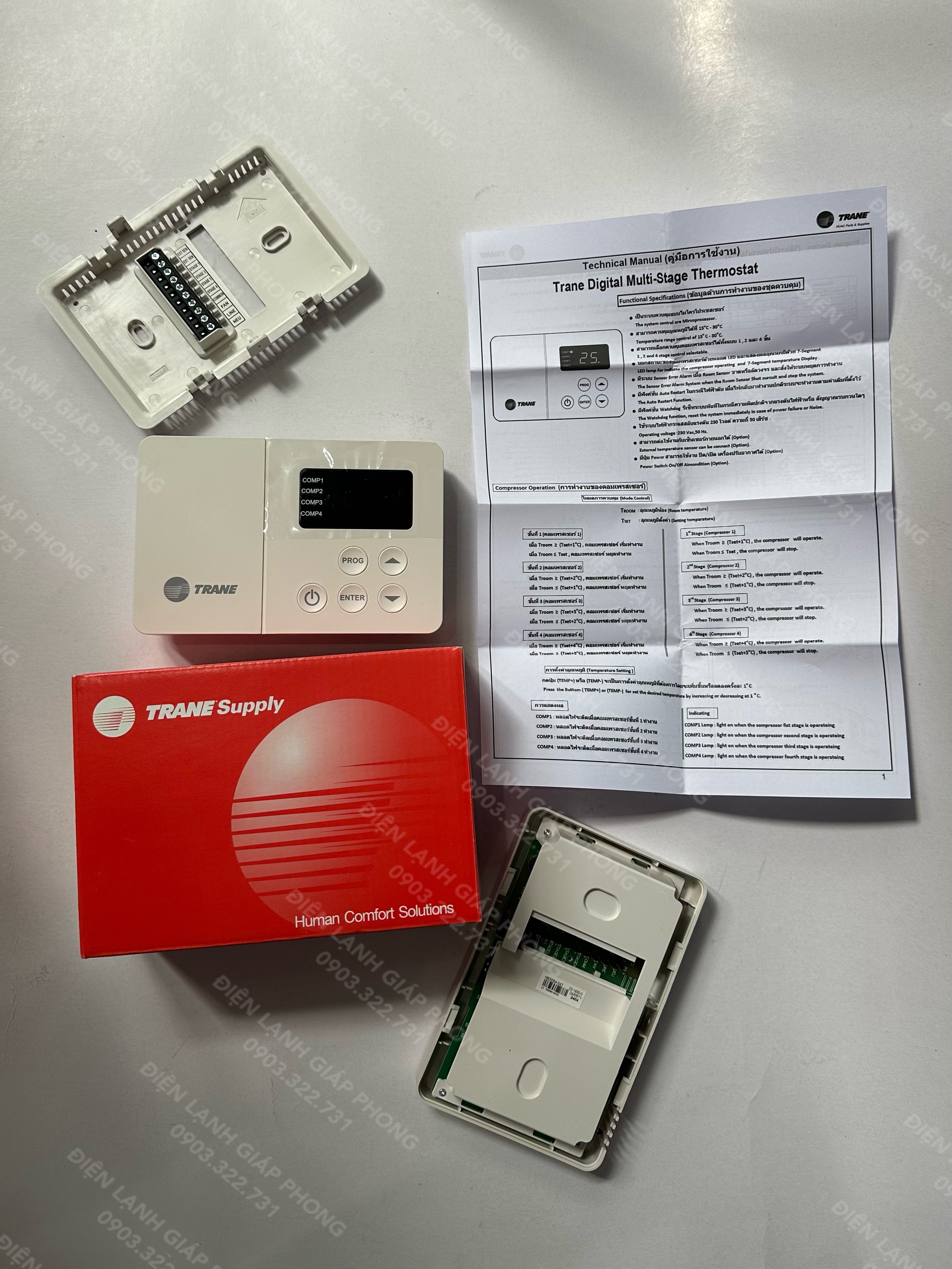 Thermostat (Bộ điều nhiệt) điều khiển Trane LCD 4 comp ITN23-1930-0 P/N 024-0495-060  - Hàng chính hãng