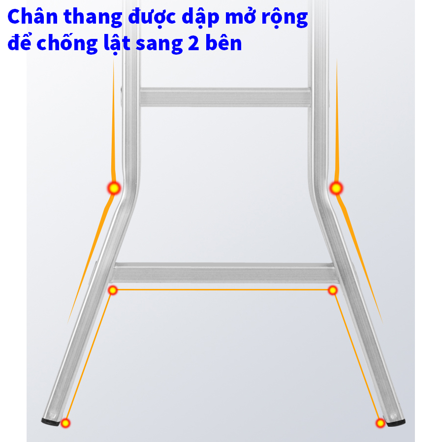 Thang nhôm gấp 4 khúc Nikita Nik44a chân choãi