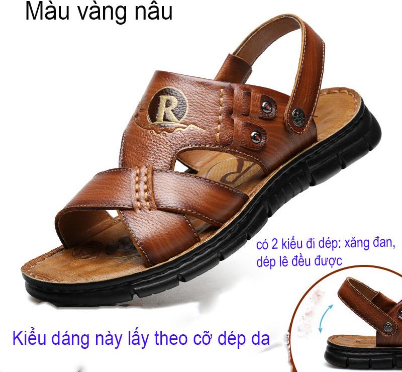 Giày Sandal công sở đế mềm da bò thật kiểu dáng Hàn Quốc thiết kế hiện đại mã 51632 - Vàng Nâu - 40