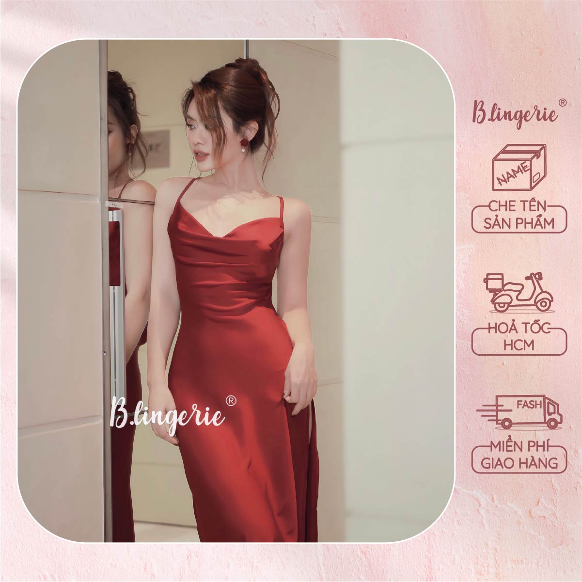 Váy Ngủ Lụa Xẻ Tà - B.Lingerie