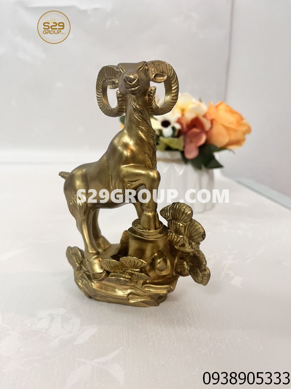 Tượng dê đứng bằng đồng nguyên chất cao 15cm