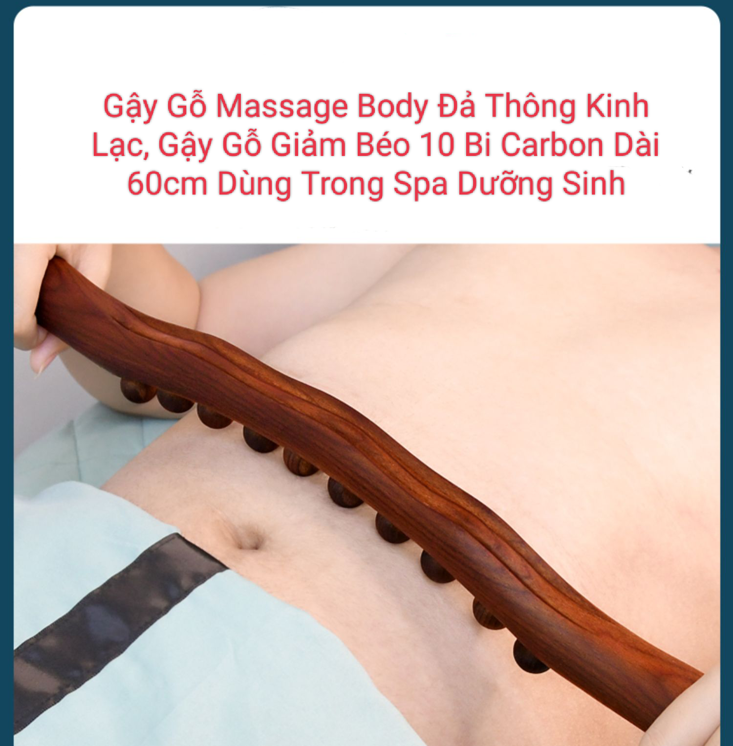 Gậy Gỗ Massage đa năng Body Đả Thông Kinh Lạc, Thanh Gỗ massage Vạn Năng10 Bi Carbon Dài 60cm Dùng Trong Spa Dưỡng Sinh