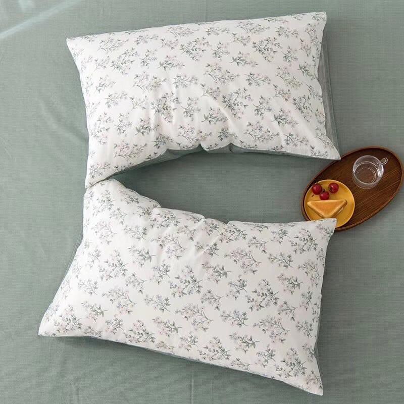 Set Cotton living 100%cotton Hàng Nhập Khẩu Cao Cấp 4 Món Hoa nhí trắng Vintage
