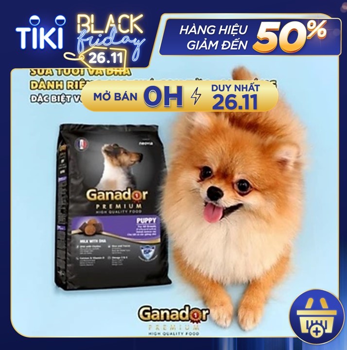 Combo 5 gói thức ăn cho chó con Ganador vị sữa &amp; DHA Puppy Milk with DHA 400 gram