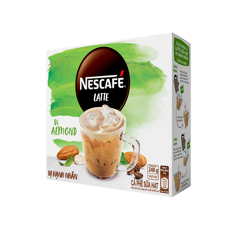 Combo 3 Hộp Cà phê hòa tan NESCAFÉ Latte Sữa Hạt Vị Hạnh Nhân (Hộp 10 gói x 24g)