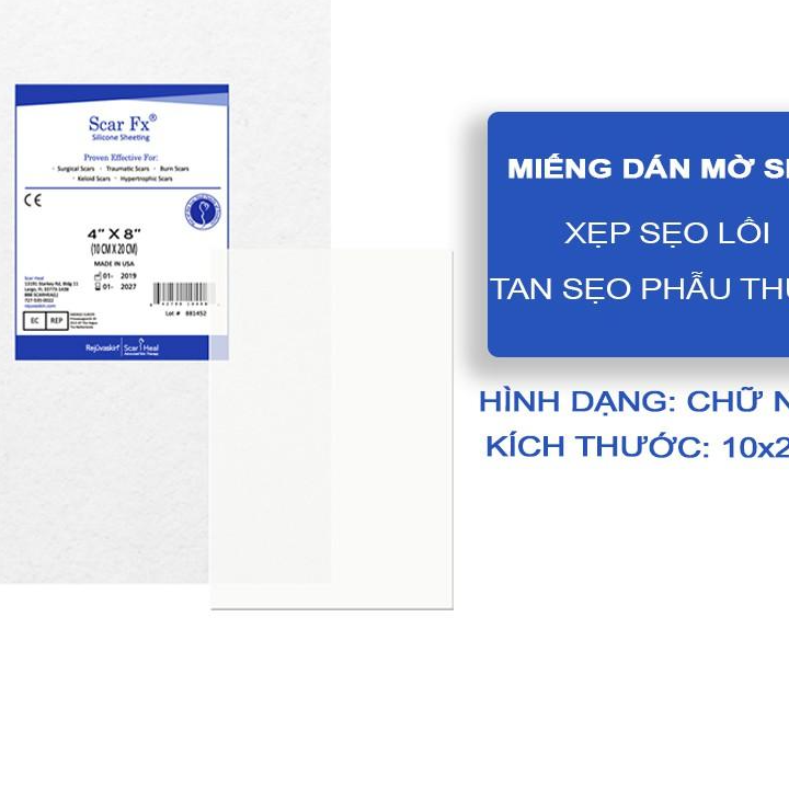 Miếng Dán Xẹp Sẹo Lồi / phì đại REJUVASKIN Scar FX 10x20cm