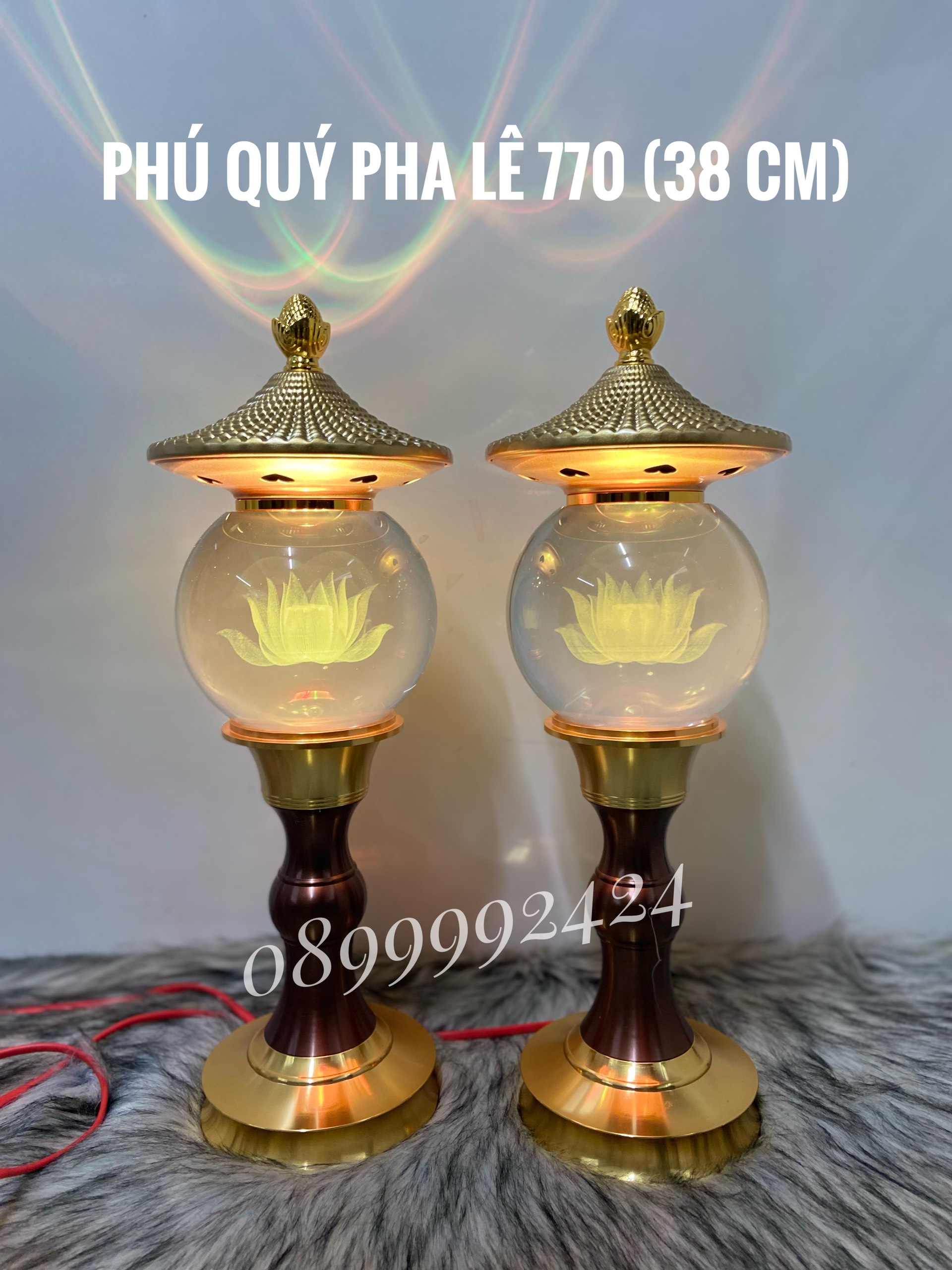 ĐÈN THỜ PHA LÊ CAO CẤP PHÚ QUÝ 770 1 CẶP