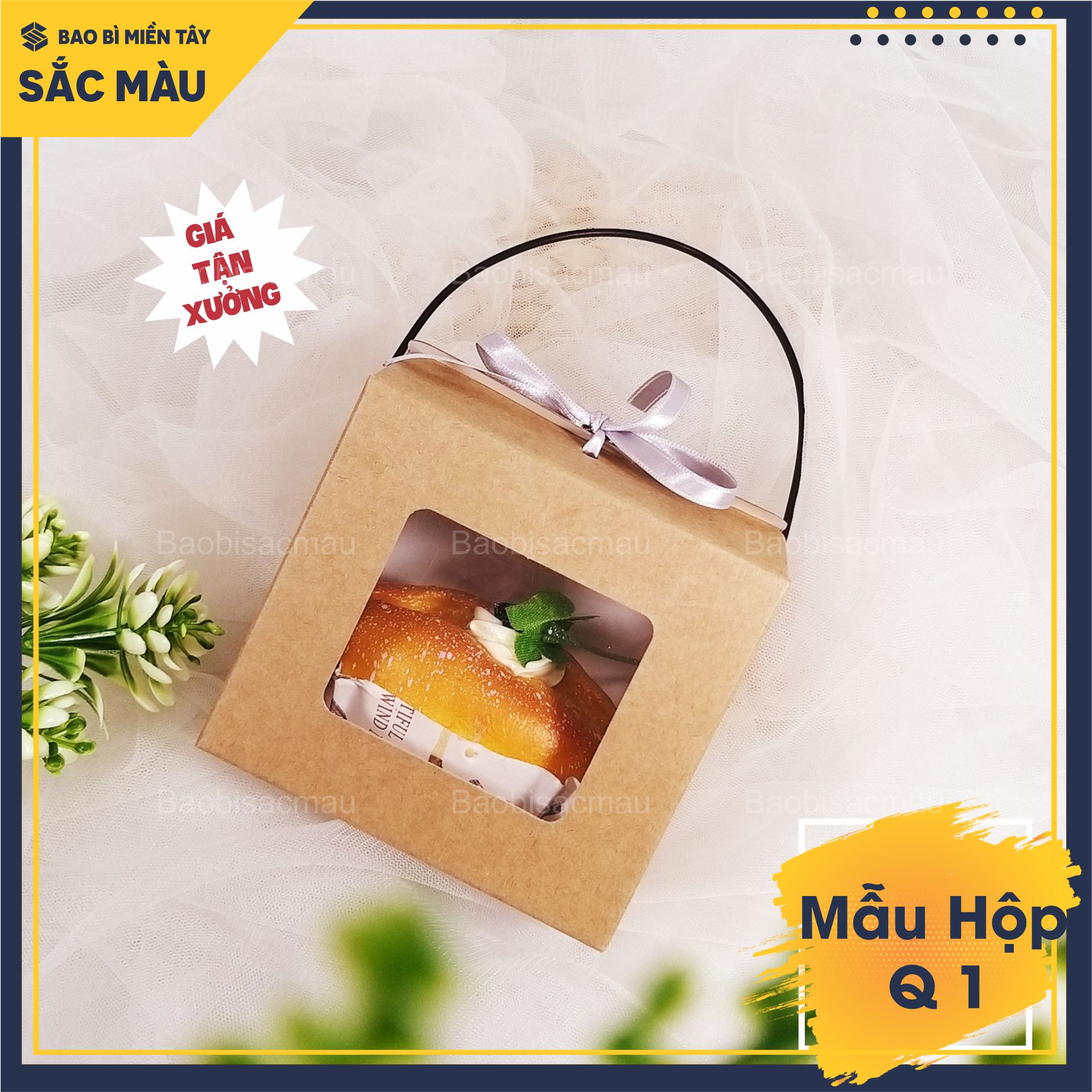 Combo 5 Hộp giấy kraft mini có quai xách - hộp đựng quà tặng trái cây, thực phẩm, đựng hũ yến chưng, quà lưu niệm..