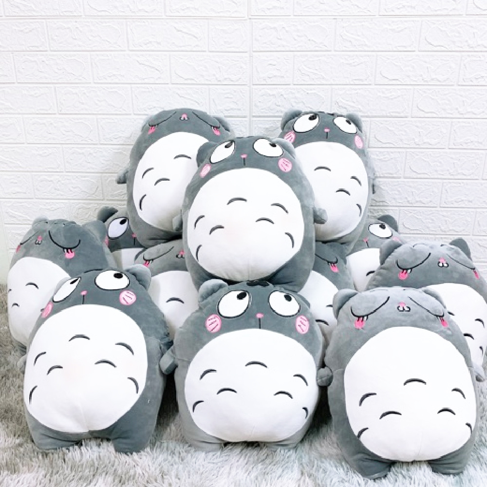 Gấu Bông Gối Ôm Totoro Xinh Xắn Size 40cm Tặng Khẩu Trang Thời Trang Vải Su Màu Ngẫu Nhiên