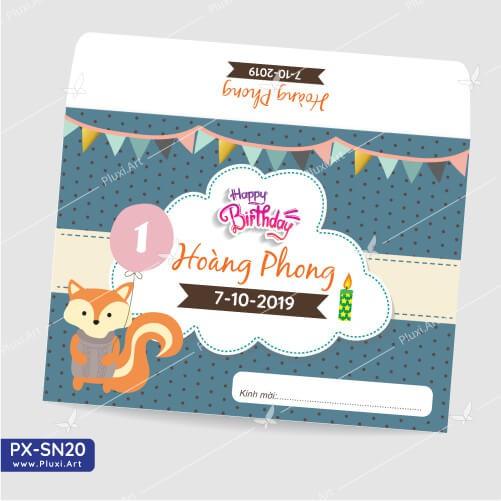 Thiệp thôi nôi – sinh nhật theo yêu cầu Pluxi