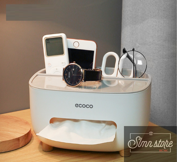 Hộp đựng khăn giấy, remote, điện thoại để bàn Cao Cấp, Kệ để đồ dùng đa năng, tiện dụng. SD2-HopKG-Ecoco