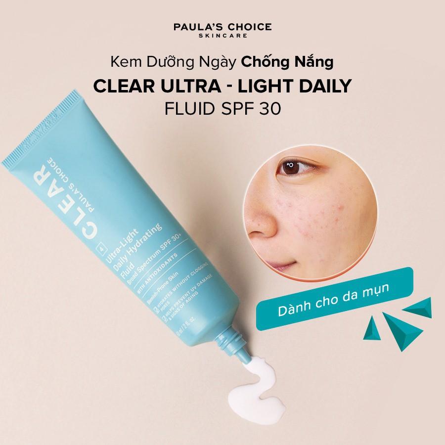 Kem chống nắng dành cho da mụn Paula's Choice Clear Ultra-Light Daily Hydrating Fluid Broad Spectrum SPF 30+ (Mã 6130)