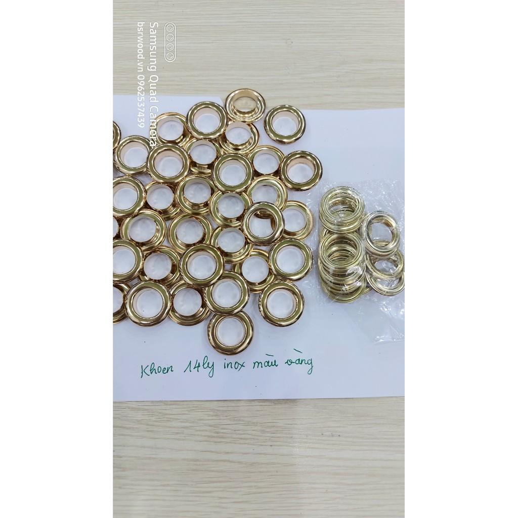 Khoen ore 14mm Khoen mắt cáo 14 ly Bằng INOX không gỉ MÀU VÀNG Khuy mắt cáo bấm vải Phụ liệu may mặc cao cấp