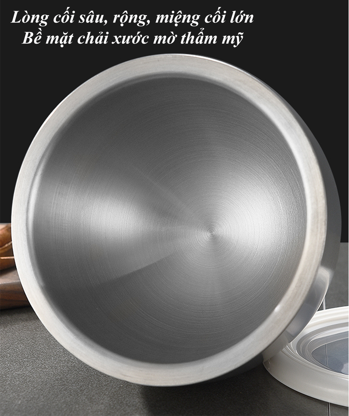 Cối chày Inox 304 Anshin - dáng ly đường kính 13, 15cm