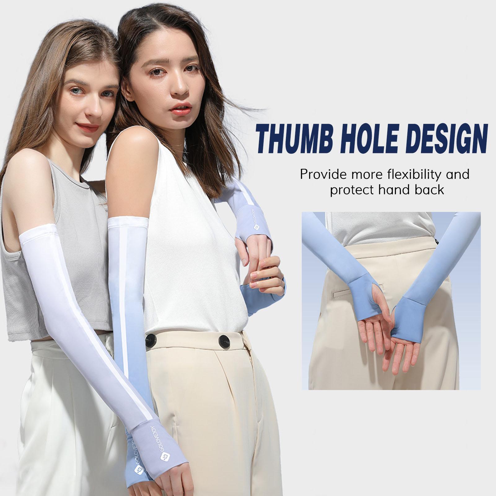 Tay áo chống nắng làm mát có lỗ ngón tay để Lái xe Đạp xe Chơi gôn