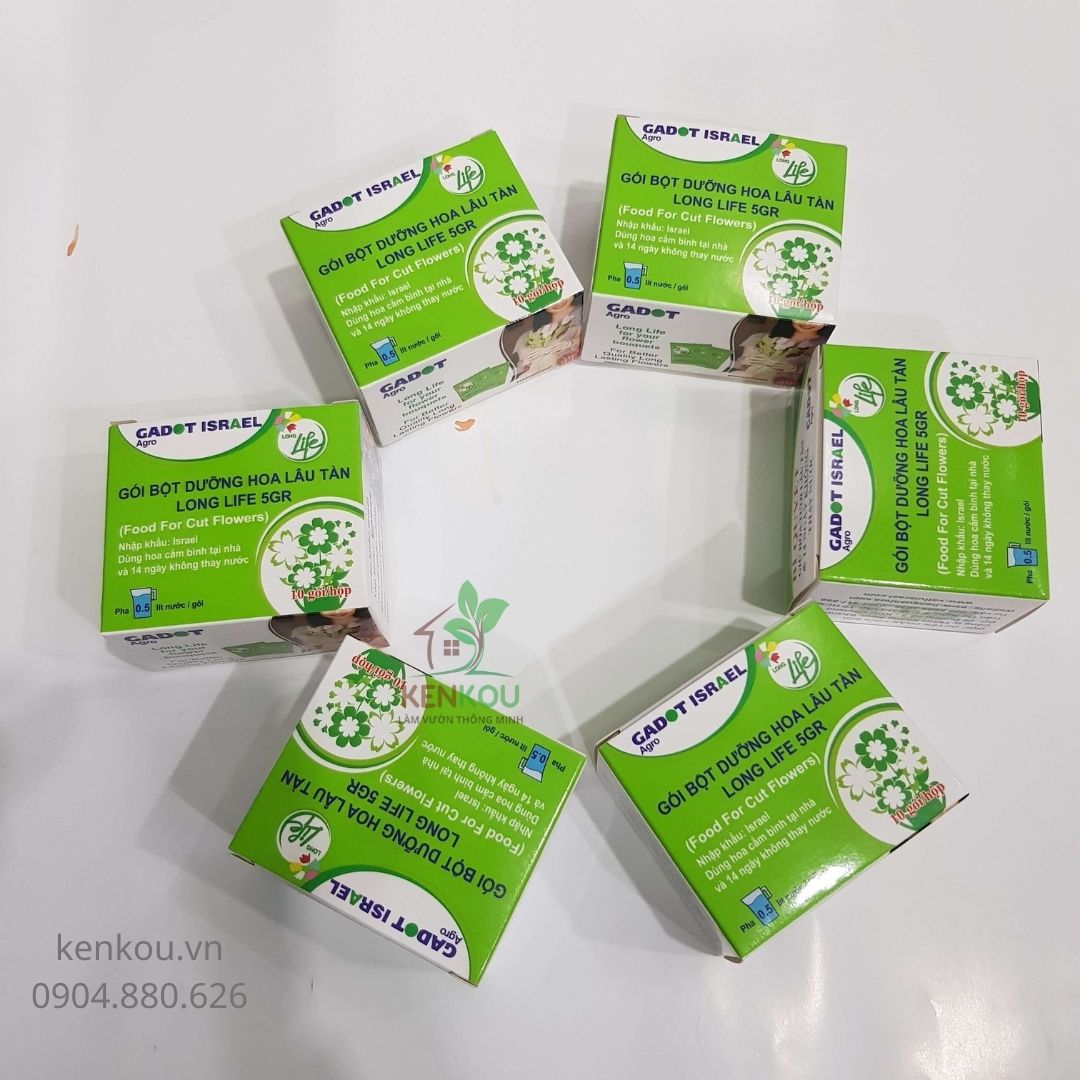 BỘT DƯỠNG HOA TƯƠI LÂU Combo 5 hộp hiệu Long life Israel, dành cho gia đình chơi hoa