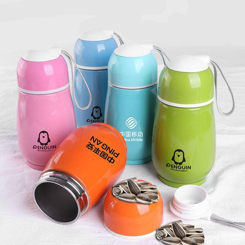 Bình Đựng Nước Giữ Nhiệt Bằng Thép Không Gỉ Hình Chim Cánh Cụt Dễ Thương