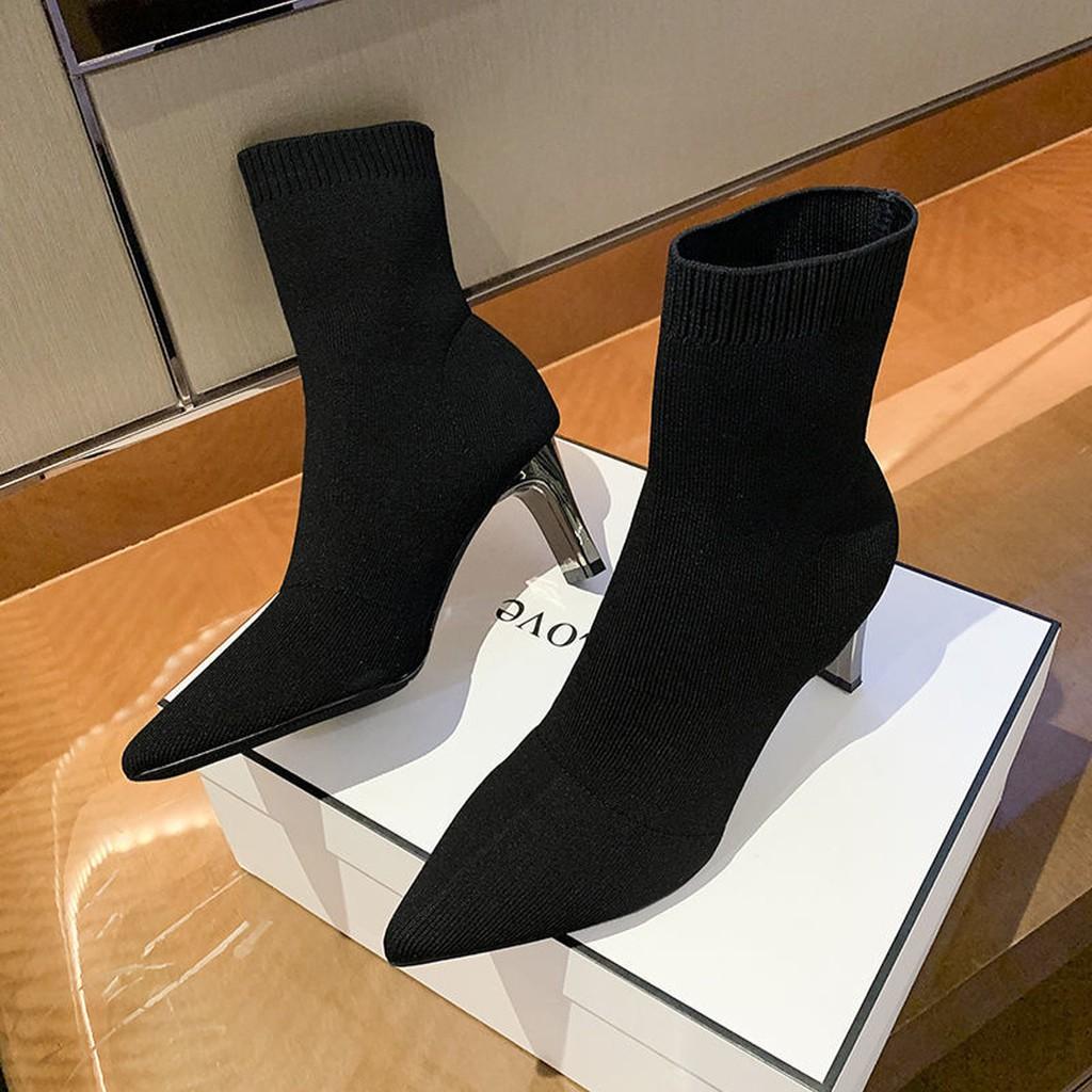 Bốt len nữ gót gương 7 phân (mã 138-7