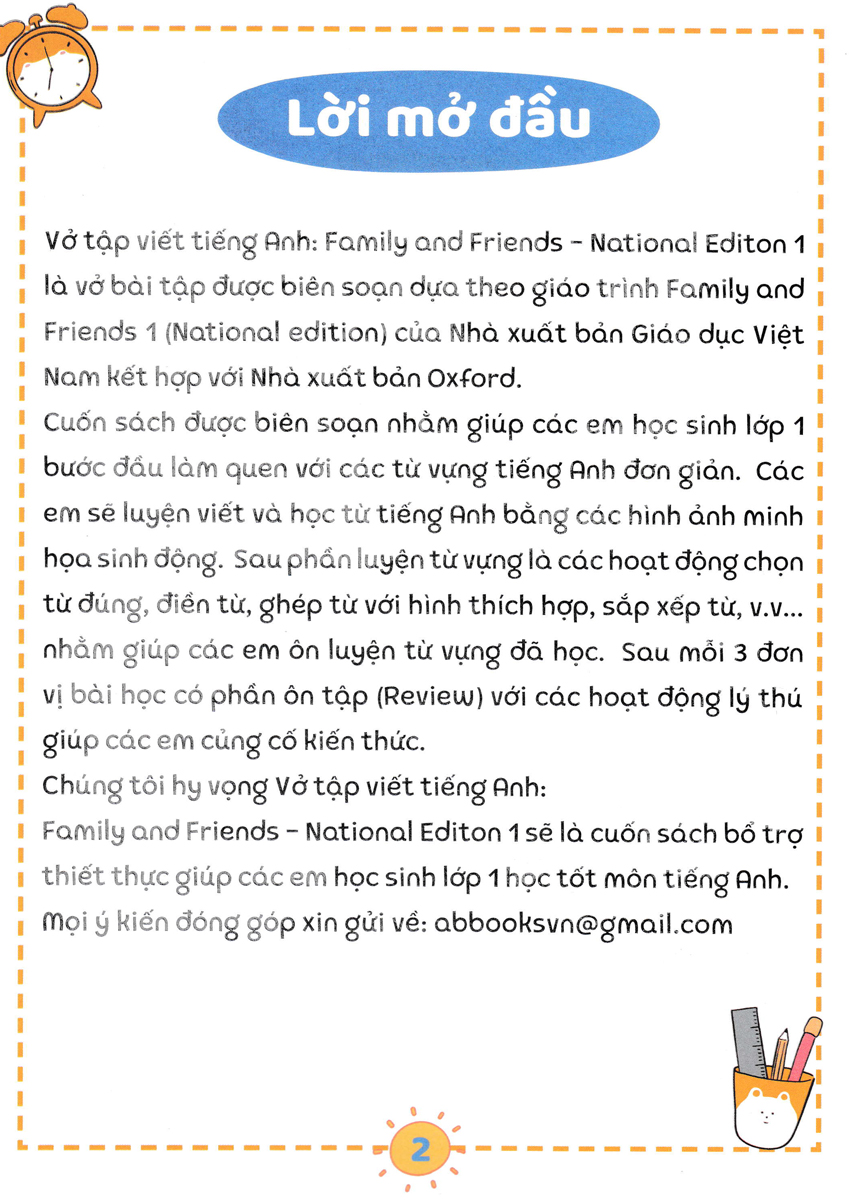 Vở Tập Viết Tiếng Anh: Family And Friends - National Editon 1 _ABB