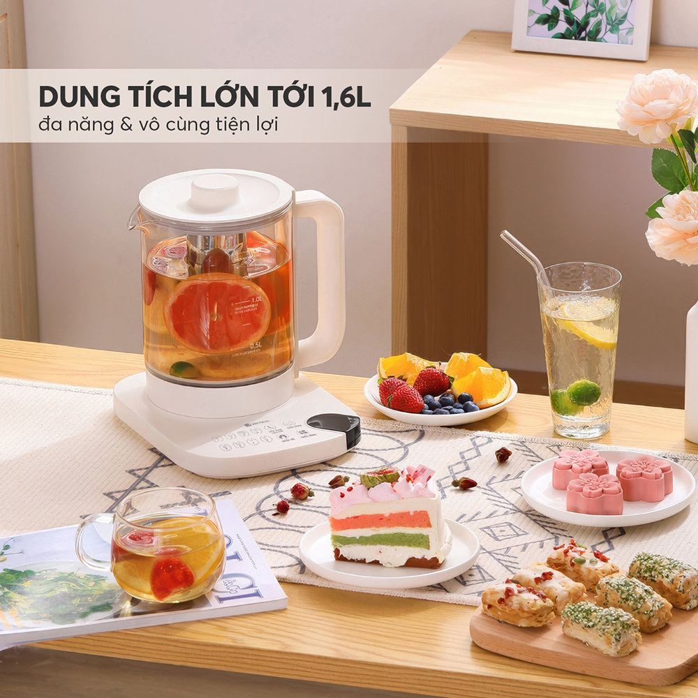 Ấm đun pha trà đa năng 1.6L Elmich KEE-9146, 8 chương trình đun nấu - Hàng chính hãng