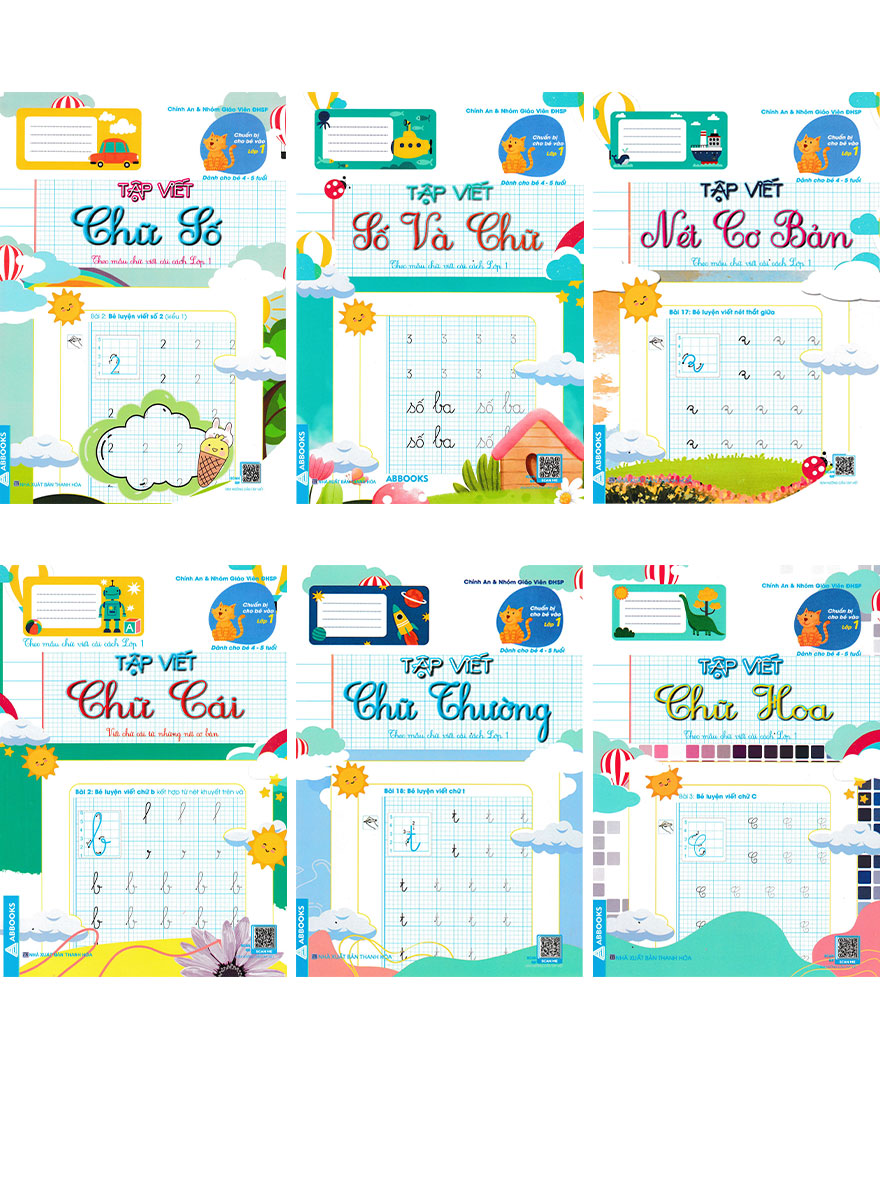 Combo Tập Viết - Dành Cho Bé 4 -5 Tuổi: Chữ Số, Số Và Chữ, Nét Cơ Bản, Chữ Cái, Chữ Thường, Chữ Hoa  _ABB
