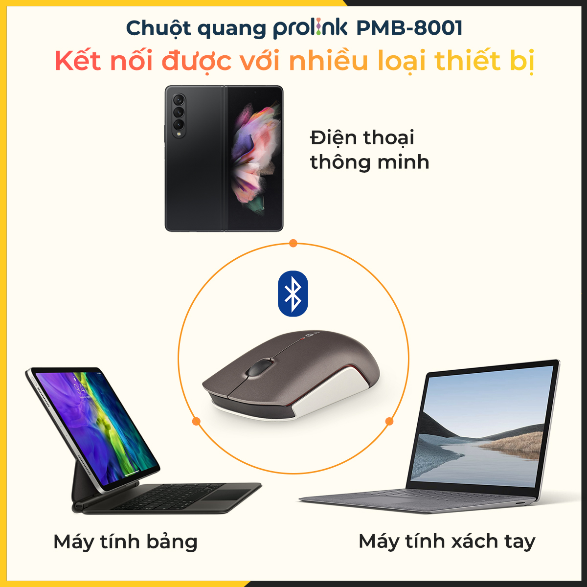 Chuột Bluetooth Silent Prolink PMB8001 - Hàng Chính Hãng