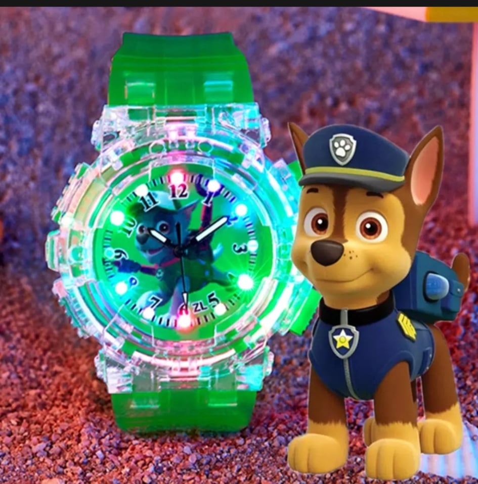 Đồng hồ đội chó cứu hộ Paw Patrol đèn led phát sáng Đồng hồ kim cho bé trai bé gái