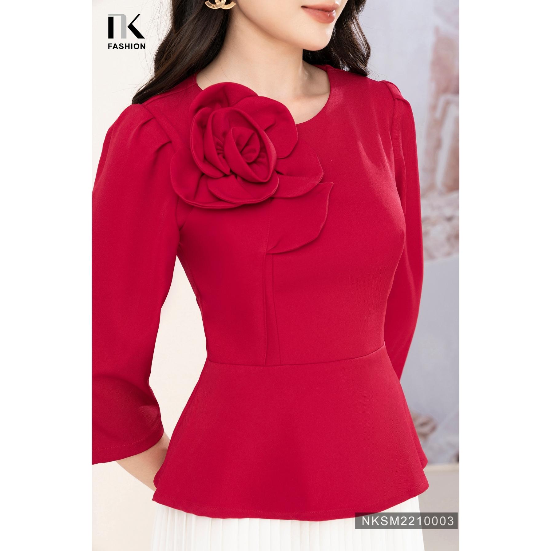 Áo Peplum Tay Bồng NK FASHION Thiết Kế Tôn Dáng Sang Trọng Chất Vải Nhập Hàn Cao Cấp NKSM2210003