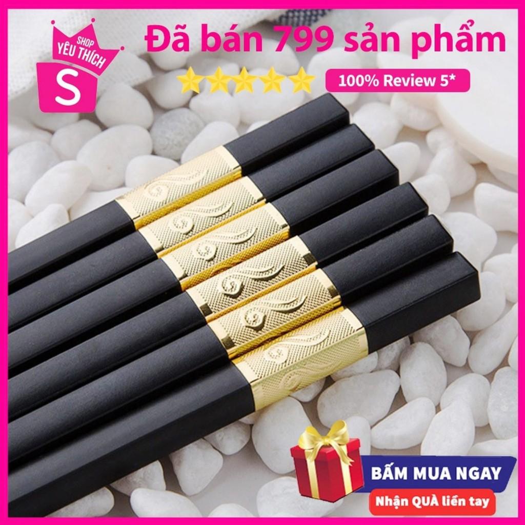 Bộ 10 Đôi Đũa Mạ Vàng Hợp Kim Phong Cách Nhật Bản