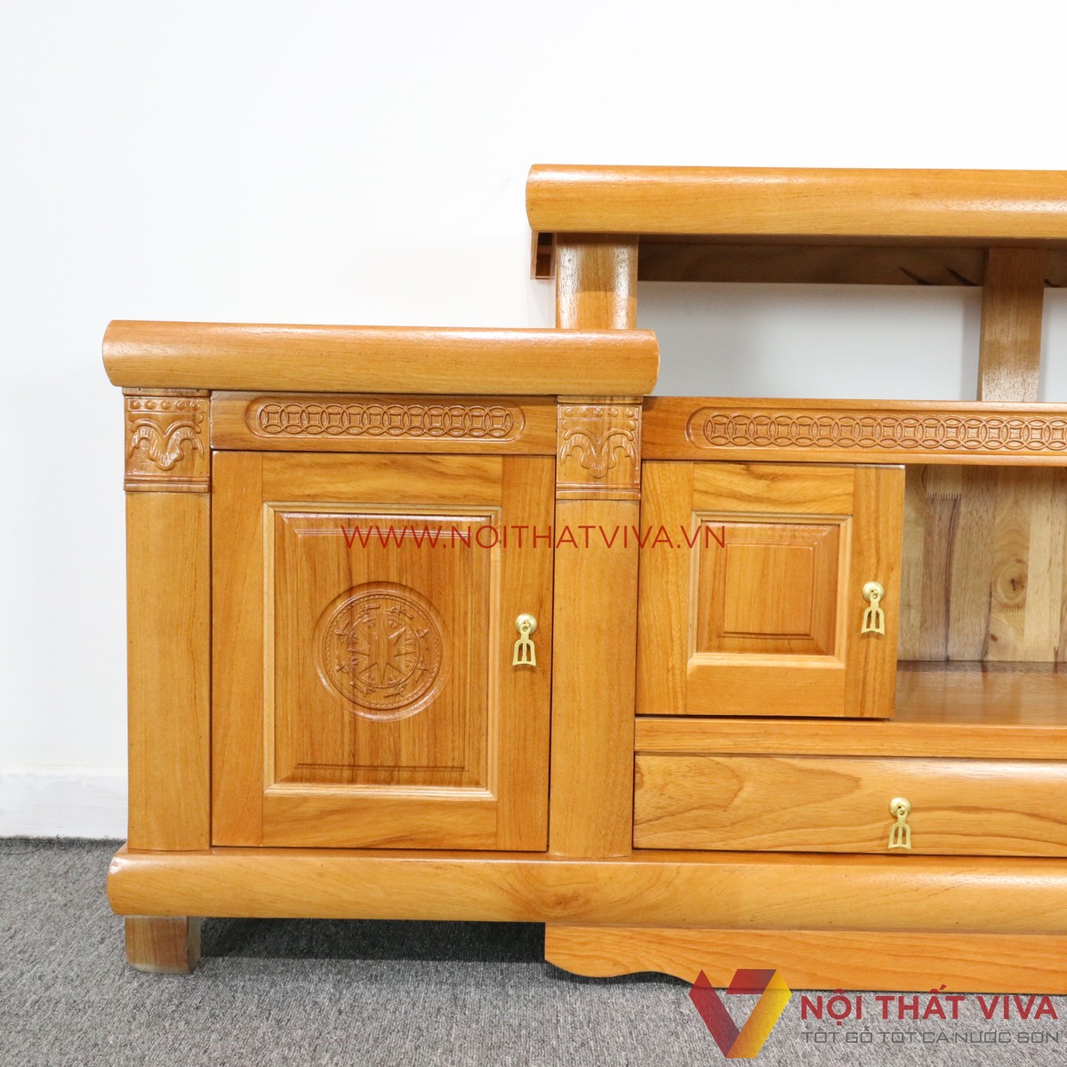 Kệ Tivi Gỗ Gõ Đỏ 2 Tầng Sang Trọng Đẹp Giá Rẻ