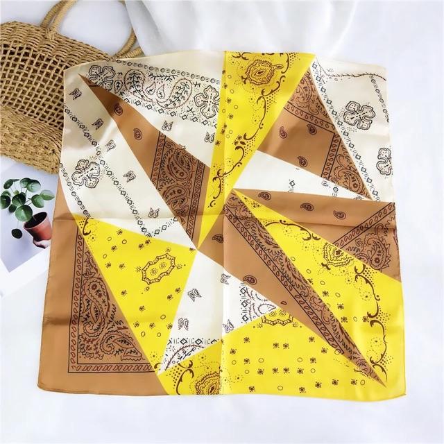 Khăn bandana lụa vuông size 58x58cm hoạ tiết hạt điều - Khăn turban