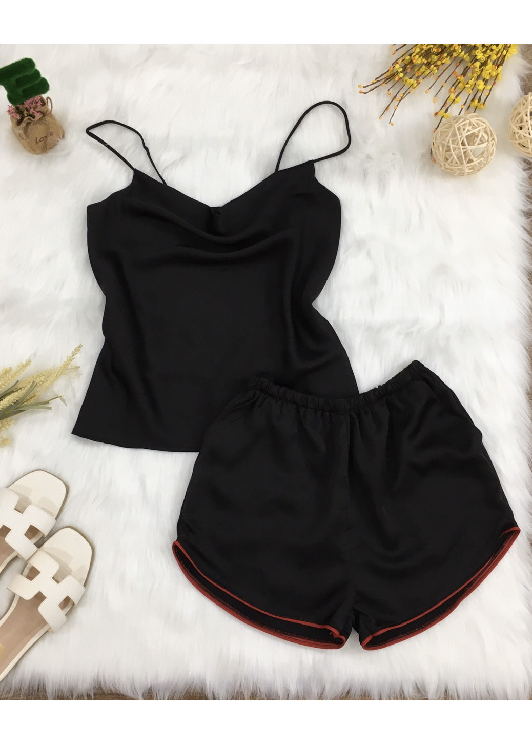 BỘ PIJAMA ĐÙI 2 DÂY SATIN