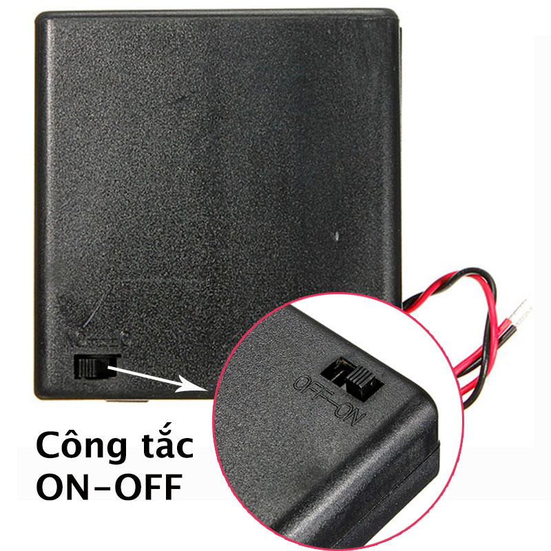 Hộp chuyển đổi 4 pin tiểu 1.5V AA ra điện áp 6V