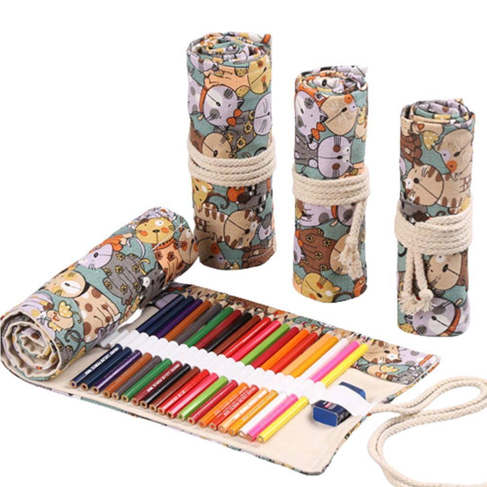 Túi đựng bút bằng vải canvas sức chứa lớn thiết kế dễ thương