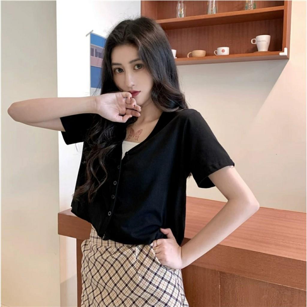 Áo Croptop YUNI Cổ Tim Tay Lỡ Unisex (7 Màu) - D03