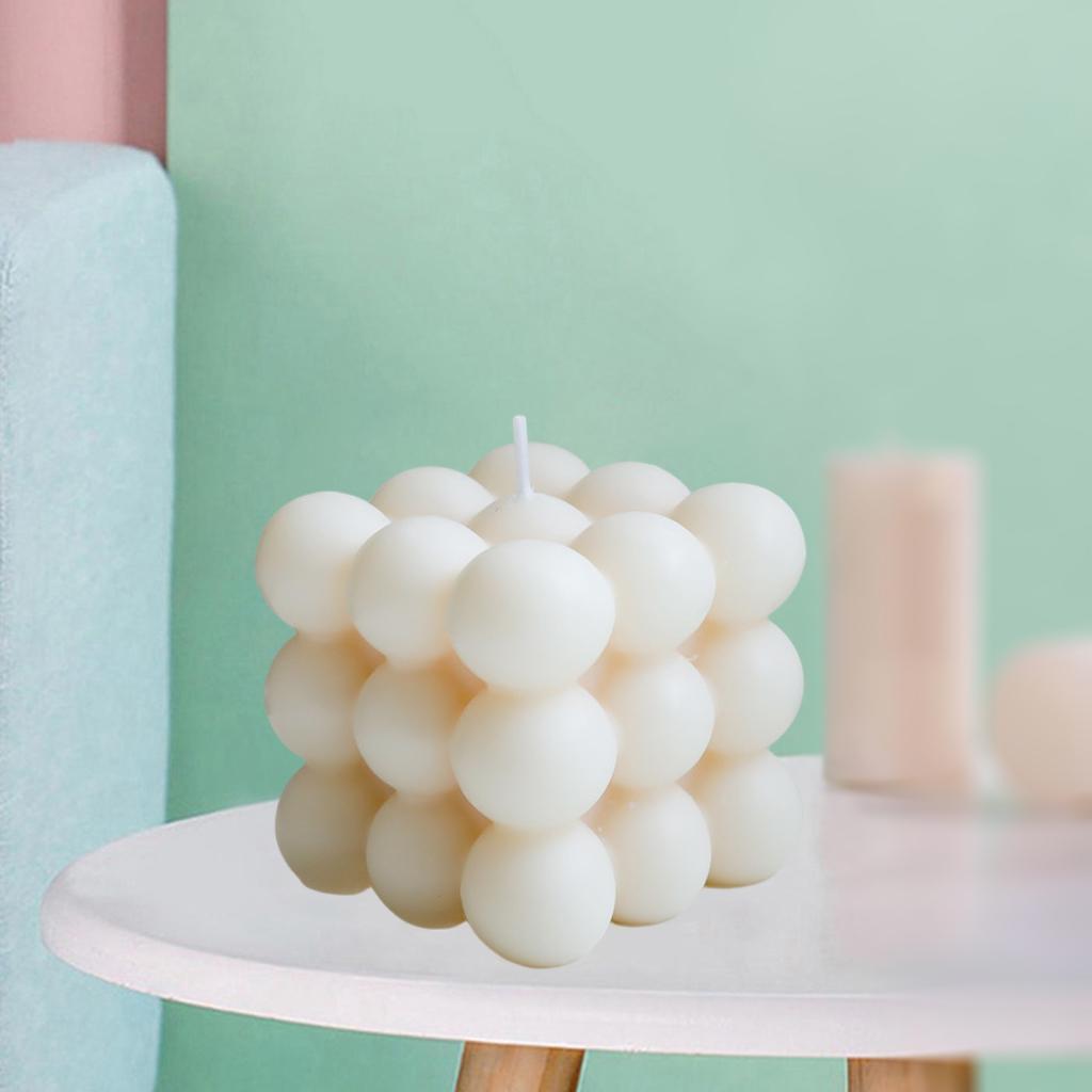3xCube Candle Soy Wax Small INS Bedroom Office Nursery Decor Dessert Candle white