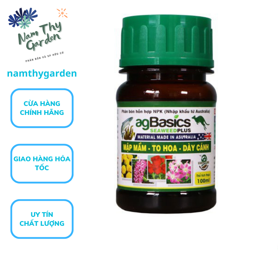 PHÂN BÓN HỖN HỢP CHIẾT XUẤT TỪ ĐẠM CÁ HỒI VÀ CẢI BẸ NÂU agBasics SEAWEEDPLUS – 2 trong 1