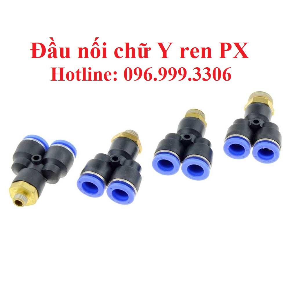 Đầu nối chữ Y ren ngoài khí nén PX đầy đủ kích thước, chính hãng giá sỉ