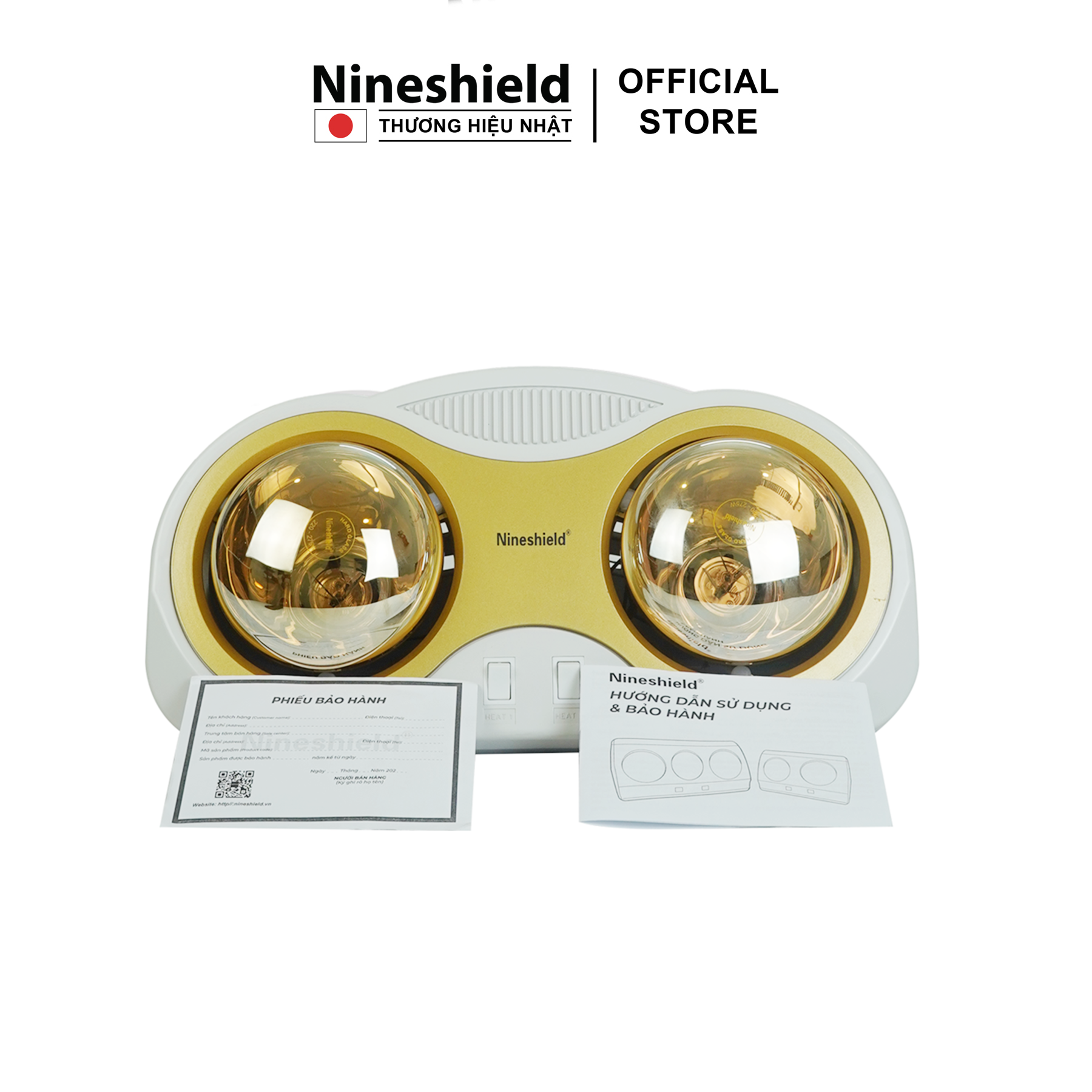 Hình ảnh Đèn sưởi nhà tắm 2 bóng hàng chính hãng Nineshield NS032B