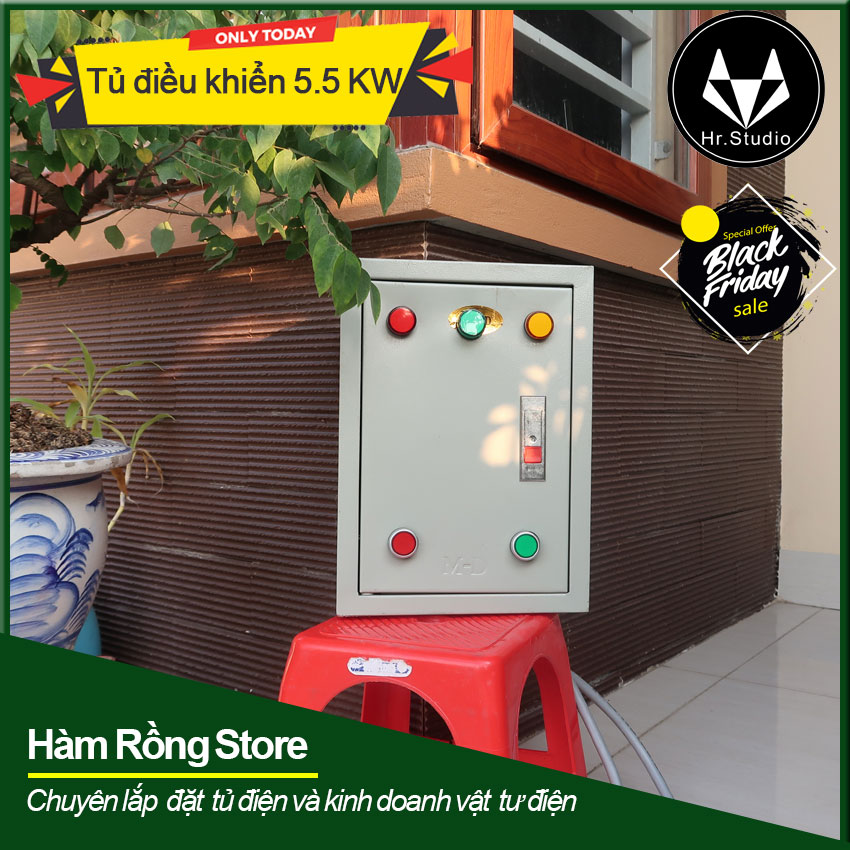 Tủ điều khiển 5.5kw chống mất pha, quá tải và đảo pha cho động cơ điện 3 pha