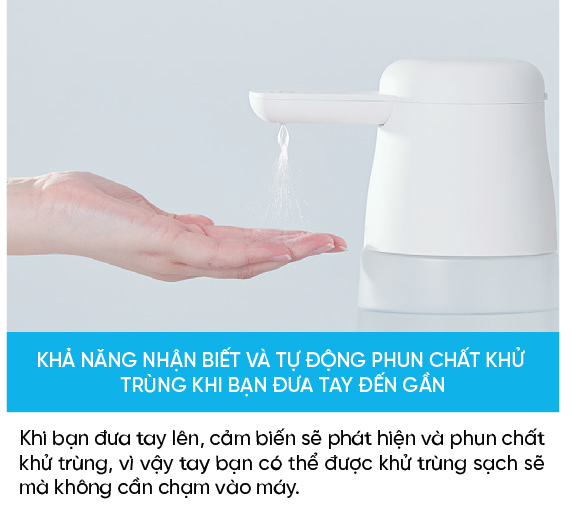 Máy rửa tay khử khuẩn tự động KING JIM TETTE - TE1000 [HÀNG CHÍNH HÃNG] Thương hiệu Nhật Bản, cảm ứng hồng ngoại