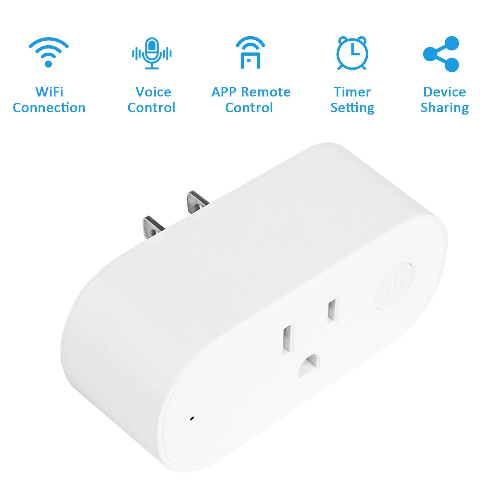 Ổ cắm thông minh 15A 2200W Mini WiFi US Plug Smart Outlet APP Điều khiển từ xa bằng giọng nói, Chức năng hẹn giờ