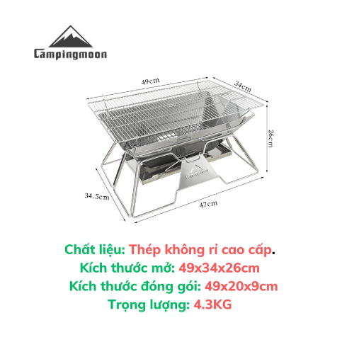 Bếp nướng than hoa gấp gọn cho 5-8 người Campingmoon MT-3